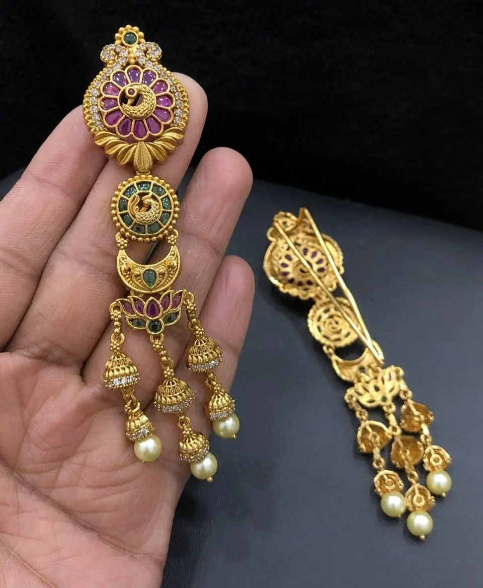 Kempu Stone Peacock Hair Choti
